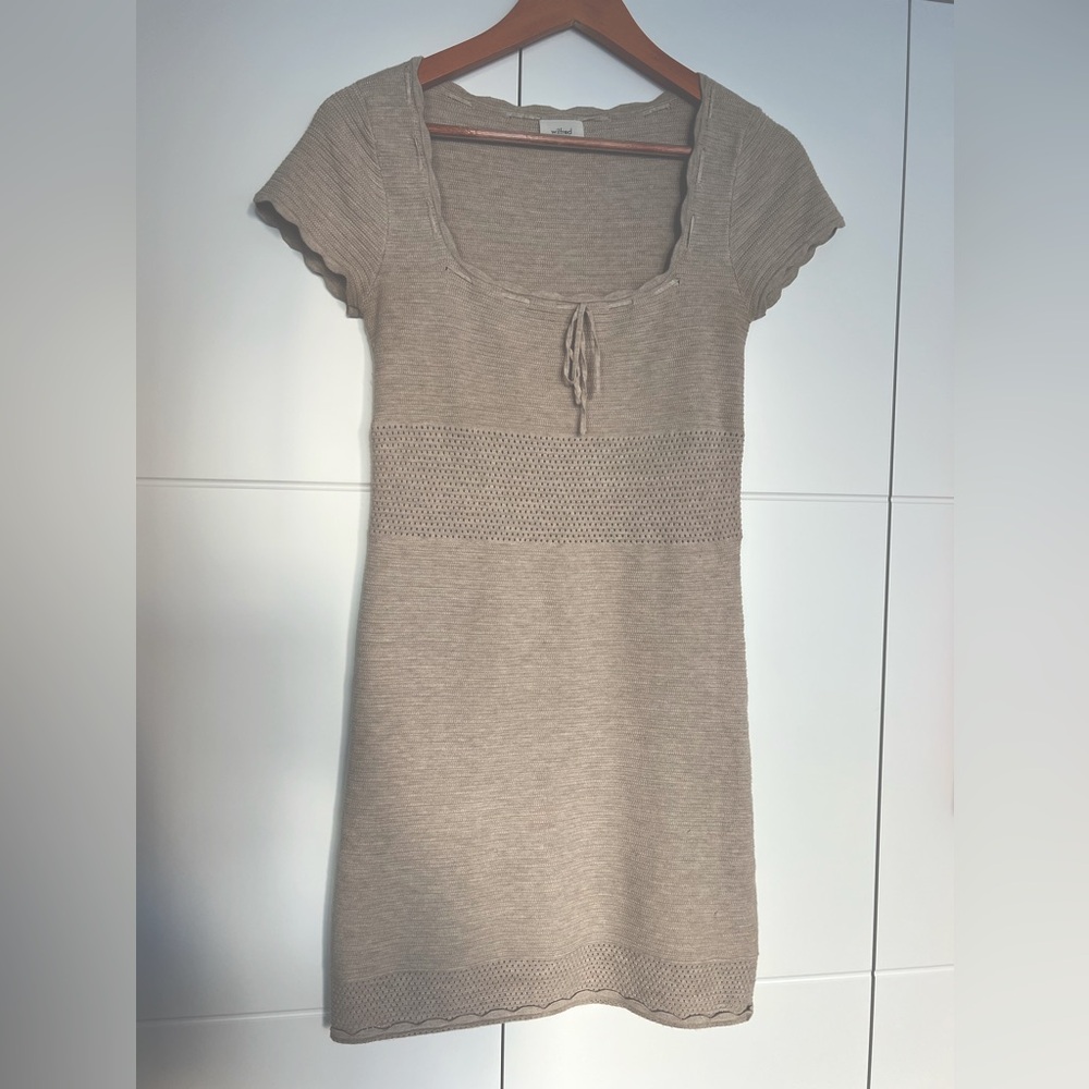 Aritzia Pointelle-knit dress in Heather Bone
